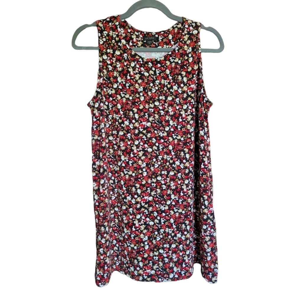 J.Jill Wearever Collection Sleeveless Red Floral Tank Top Medium‎ Tall